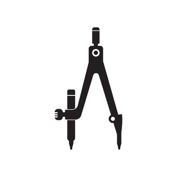 Compass divider black silhouette. Simple calipers icon.