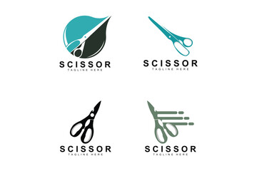 Scissors Logo Design, Barbershop Shaver Vector, Babershop Scissors Brand Illustration