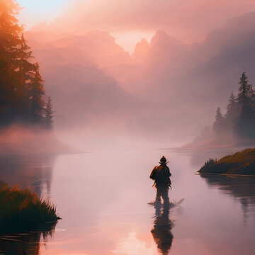 silhouette of a person in the mountains