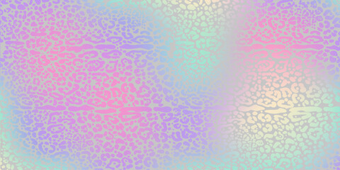 Rainbow leopard background. Holographic foil cheetah texture. Animal pattern gradient print. Vector abstract pastel illustration. © Chorna_L