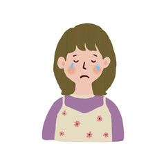 泣いて悲しむ女性　PMS　謝る