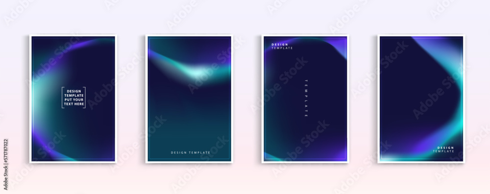 Poster pastel gradient backgrounds vector set. soft tender colourful abstract liquid shape design template 