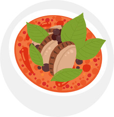 タイ料理「レッドカレー」のイラスト(斜め)