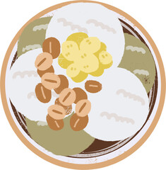 タイ料理「ココナツミルクアイス」のイラスト(真上)