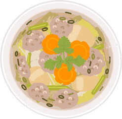 タイ料理「薄口スープ」のイラスト(真上)