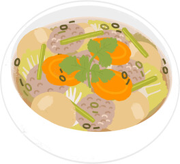 タイ料理「薄口スープ」のイラスト(斜め)