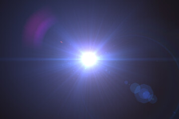 Natural, lens flare on the black background
