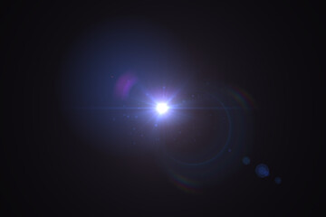 Natural, lens flare on the black background