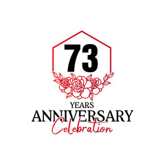 73 years anniversary logo  luxurious anniversary vector design celebration