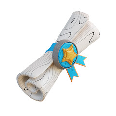  3D Illustration of award certificate scroll