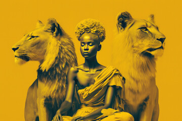 Humanoid Manifestation of Heart Lion Photography made with generative ai