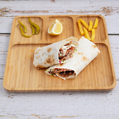 pizza on a wooden board