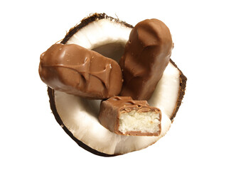 Coconut and chocolate isolated 