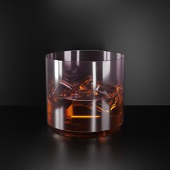 3d glass of whiskey