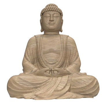 The wooden buddha for religious concept 3d rendering