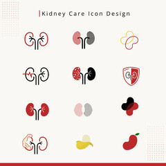 Kidney care set. medical icon and logo design