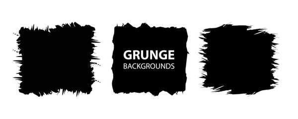 Grunge elements set. Grunge textures collection brush strokes, banners, borders, splashes splatters. Vector Illustration.