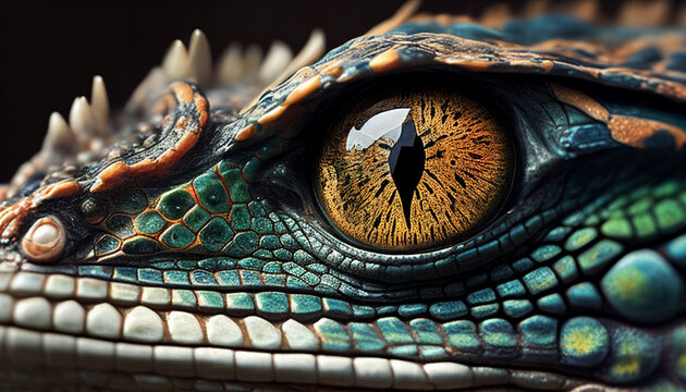 close up of iguana, eyes, skin, perfect close up, reptil, hyper detailed, 8k
