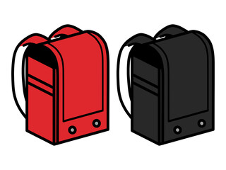 赤と黒のランドセルイラスト素材