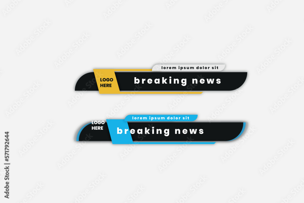 Wall mural modern geometric lower third banner template design. simple lower thirds set template vector.