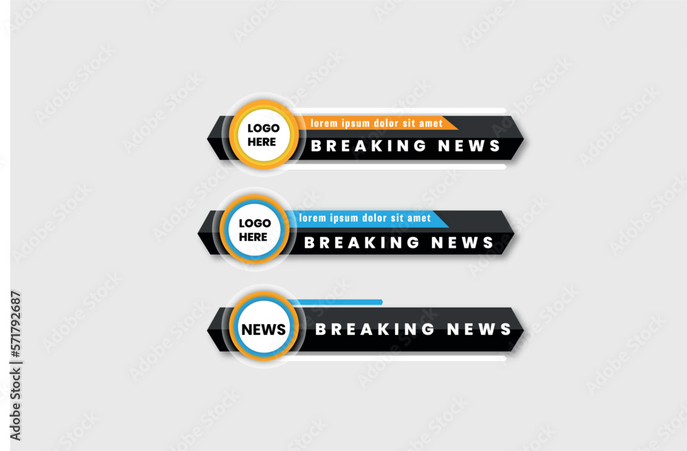 Sticker modern geometric lower third banner template design. colorful lower thirds set template vector. simp