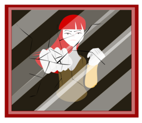 Illustration female character love myself concept .Women are locked in the mirror.It means imprisonment, freedom, expression and identity.
woman Day.girl is punching the the glass until it's broken.