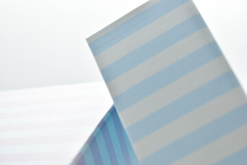 closeup stripe pink and blue paper box, package for design