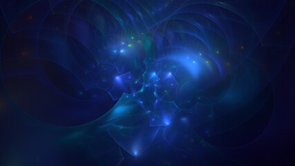 3D rendering abstract blue fractal light background