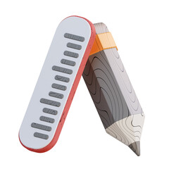 3D illustration of pencil and ruler