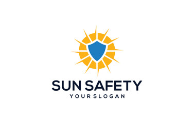 safety sun negative strong shield logo design
