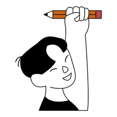 Hand holding a brush education vector illustration