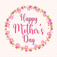 Happy Mother's Day vector greeting card with colored flowers for mother's day