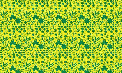 St. Patrick's Day Pattern clover greeting yellow  Vector illustration
