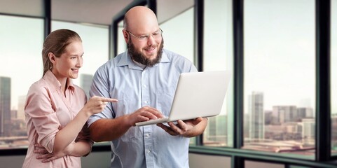 Happy business team work in modern office