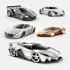 Collection set of car on white background, Made by AI,Artificial intelligence