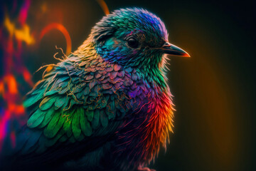 A Symphony of Gradient Colors: AI-Generated Colorful Bird and Abstract Background