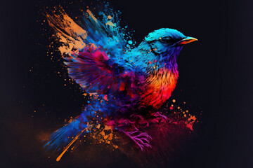 A Symphony of Gradient Colors: AI-Generated Colorful Bird and Abstract Background