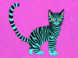 Fototapeta na wymiar Pop Art Katze Illustration - created with hyperrealistic generative AI technology