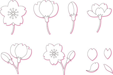 シンプルな桜のイラストセット