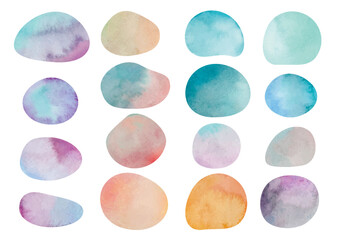 水彩のラフな丸型フレームセット。ベクターデータ。