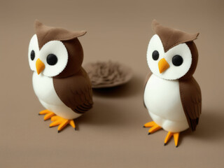 Fototapeta premium Soft toy owl for children. A gift. A souvenir. Generative AI