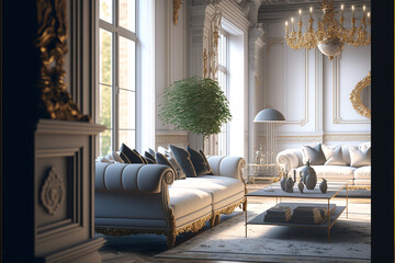 Living room royal place. Generative AI