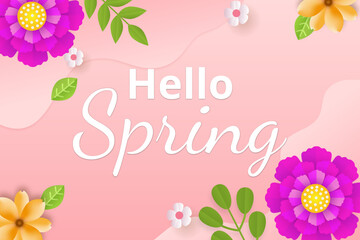 Fototapeta na wymiar Happy Spring. Welcome spring background with floral blossom. Vector Illustration. 