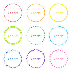 クレヨン素材　いろいろな円形のフレームセット