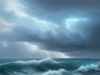 Obraz premium Ocean wave in the ocean during storm. Generative AI
