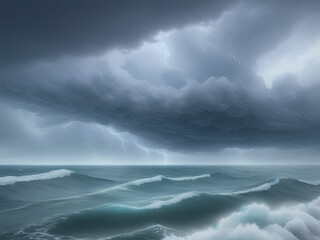 Obraz premium Ocean wave in the ocean during storm. Generative AI