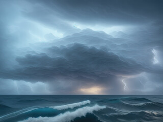 Obraz premium Ocean wave in the ocean during storm. Generative AI