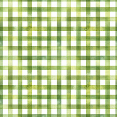 Checkered seamless pattern, green checkered on a white background. A simple watercolor pattern.