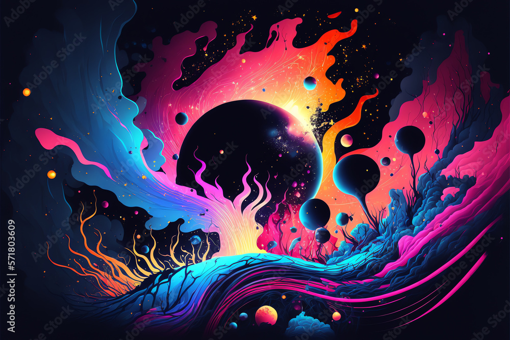 Wall mural space and glowing nebula background. ai generated.