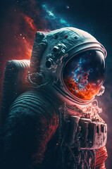 Obraz na płótnie Canvas Space suits isolated on space background. Ai generated.